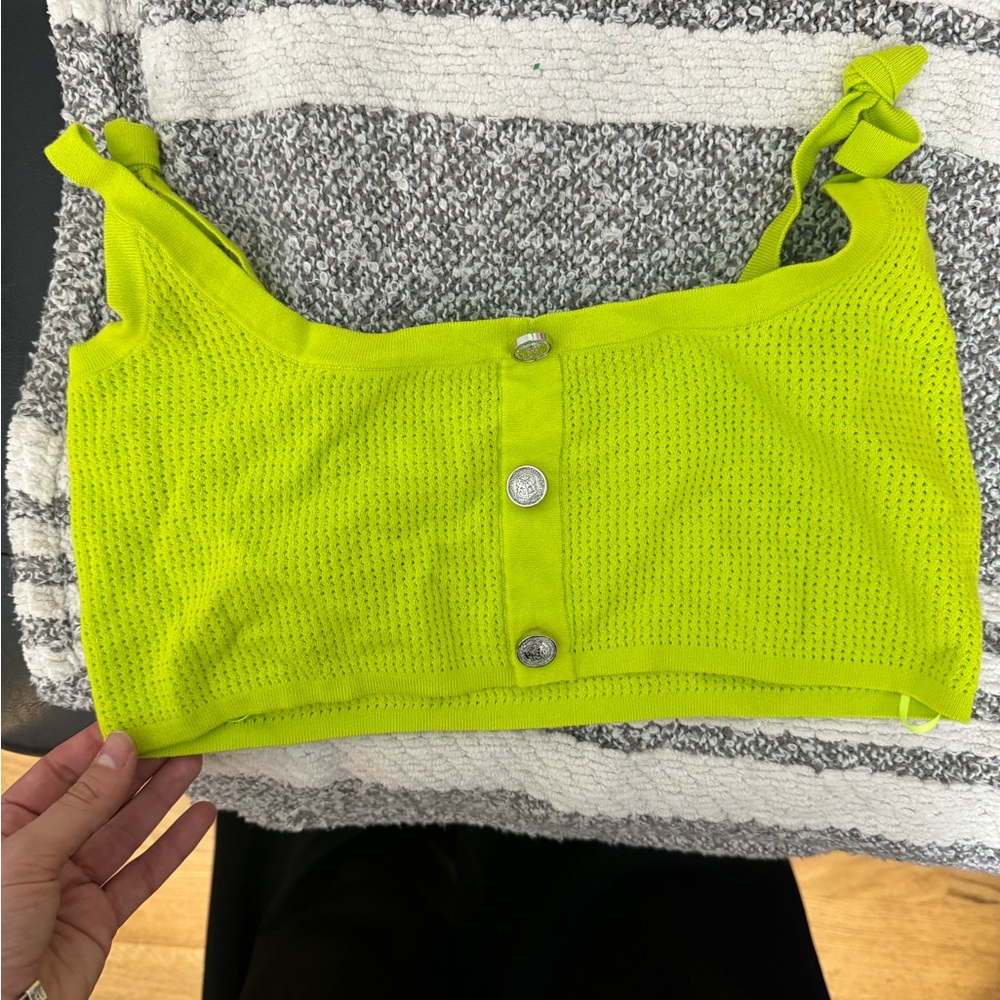 NEW Pinko Lime Green Buttoned Crop Top